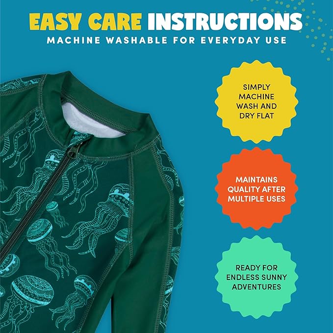 SwimZip Boys' Long-Sleeve UPF 50+ Swimsuit for Baby, Toddler, & Little Boys