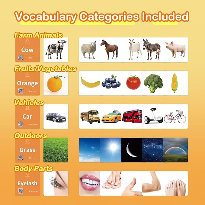 80 Nouns Flash Cards for Toddlers 2-3, Key Vocabulary Flashcards, Sturdy & Durable Realistic Picture Cards for Speech Therapy, Autism Flash Cards for ABA Therapy and Special Education