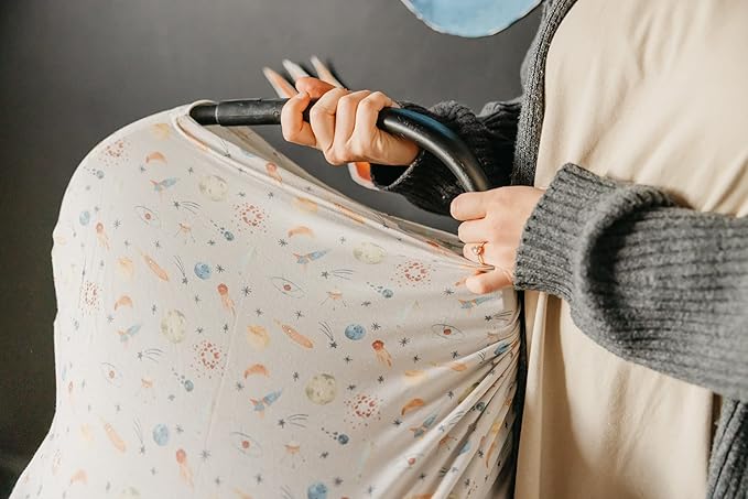 Copper Pearl Multi-Use Cover: Car Seat Covers, Nursing Cover, and Stroller Cover for Sun - Stretchy Fabric, All-Season Use, Stylish Designs, Easy Access for Moms - Cosmos