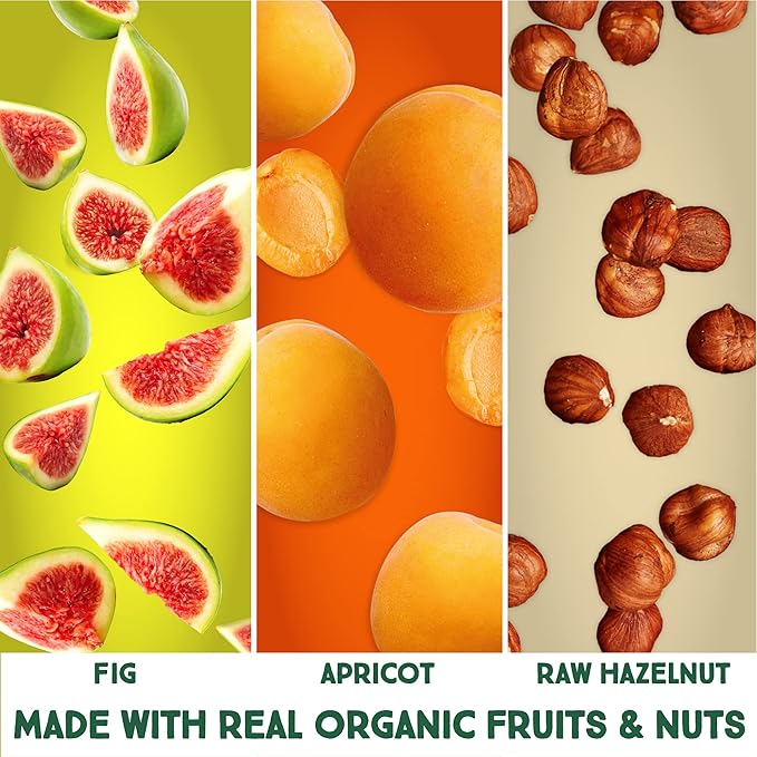 Happy Village Organic Fig & Nut Bar, APRICOT | Only 3 Ingredients, Gluten Free, No Added Sugar, Kosher, Non-GMO, Vegan, Good Source of Fiber | Organic Healthy Snack Bars (16 bars, 1.4 OZ each)