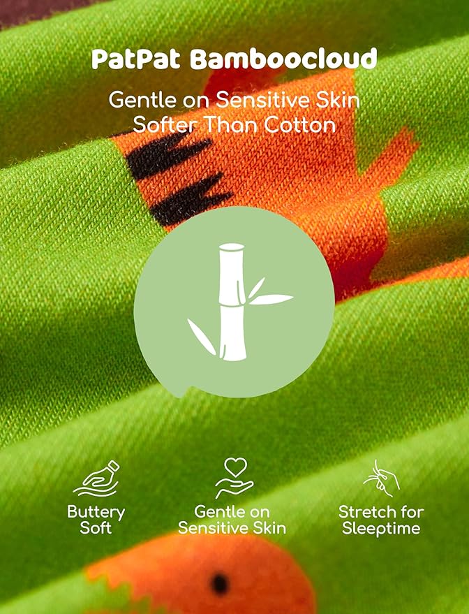 PATPAT Bamboo Viscose Pajama Sets for Toddler Boys & Girls Baby Kids, Ultra-soft Snug fit Pjs Sleepers for Birthday Holiday