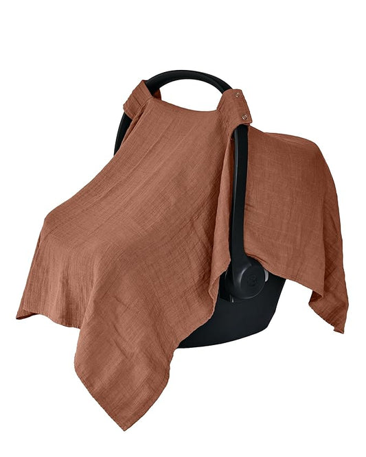 Car Seat Cover Baby - Organic Cotton - Carseat Covers Baby - Carseat Cover - Car Seat Canopy - Carseat Canopy - 100% Muslin Cotton, 43" x 32" (Cedar)