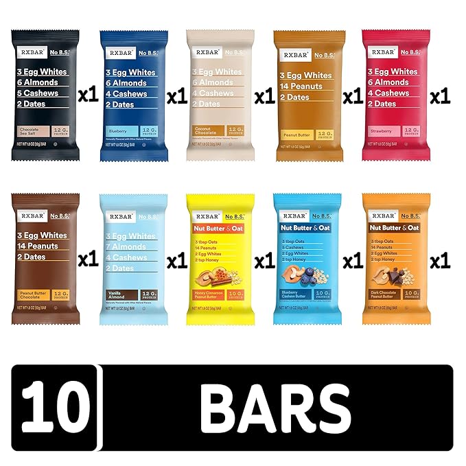 RXBAR Protein Bars, Snack Bars, Variety Pack (10 Count)