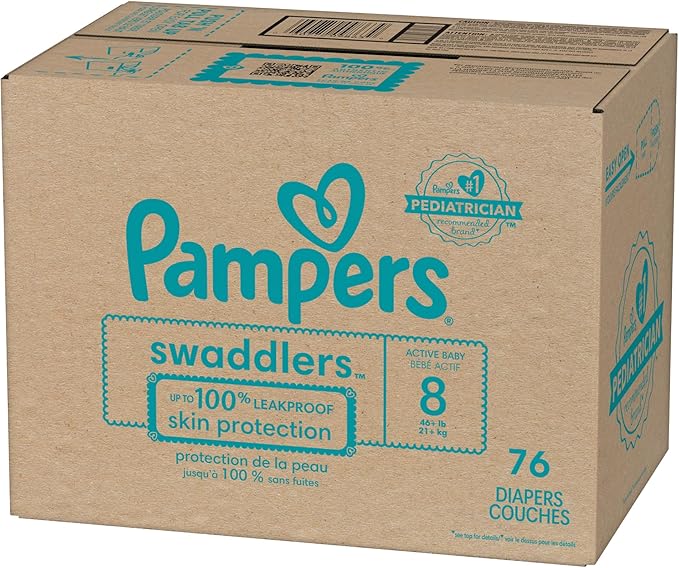 Pampers Baby Diapers - Swaddlers - Size 8, 76 Count, Ultra Absorbent Disposable Infant Diaper