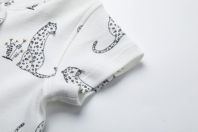 Owlivia Baby Boy Romper, Unisex Short-sleeve Summer Outfit, 100% Organic Cotton Girl One-Piece Jumpsuit