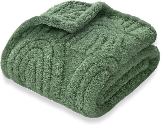 HOMRITAR Baby Blanket for Boys Super Soft Fluffy Fleece Rainbow Blankets Warmer Comfy Reversible Shaggy Cozy for Toddler Baby Nursery Stroller Crib Shower Gifts, Olive, 30 x 40 Inches
