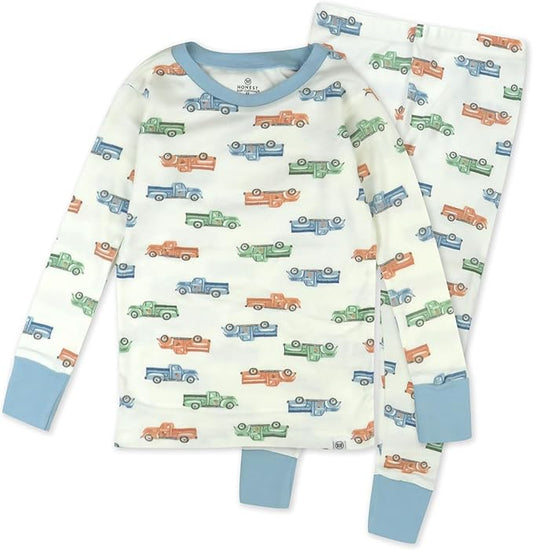 HonestBaby Classics 2-Piece Pajamas Sleepwear Pjs 100% Organic Cotton for Baby, Toddler, Kids