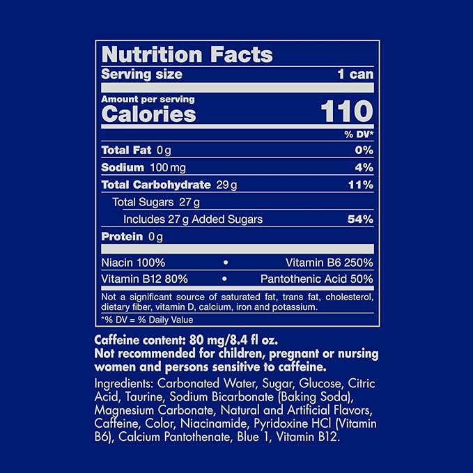 Red Bull Blue Edition Energy Drink, Blueberry, with 80mg Caffeine plus Taurine & B Vitamins, 8.4 Fl Oz, Pack of 4 Cans