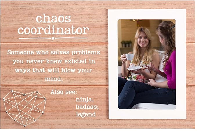 Organizer Gift,Human Resources,Office Present-Commemorative Present,Appreciation Gift for Colleague,Coworker,Friend,Team Member-Wooden Photo Picture Frame-Chaos Coordinator Definition