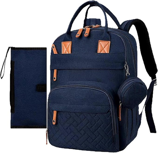 Baby Diaper Bag Backpack - Large Bag for Boys & Girls, with Changing Pad & Pacifier Case, Large Capacity with Insulated Pockets, Waterproof, with Stroller Straps, Unisex - Navy Blue