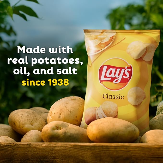Lay's Potato Chips, Classic, 1 Ounce (Pack of 40)