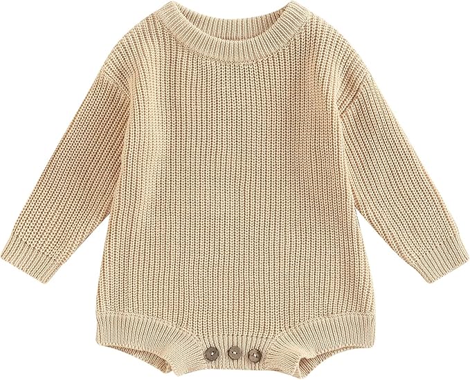 FYBITBO Baby Girl Boy Sweater Knit Oversized Pullover Sweatshirt Romper Onesie Warm Fall Winter Clothes Outfit Newborn