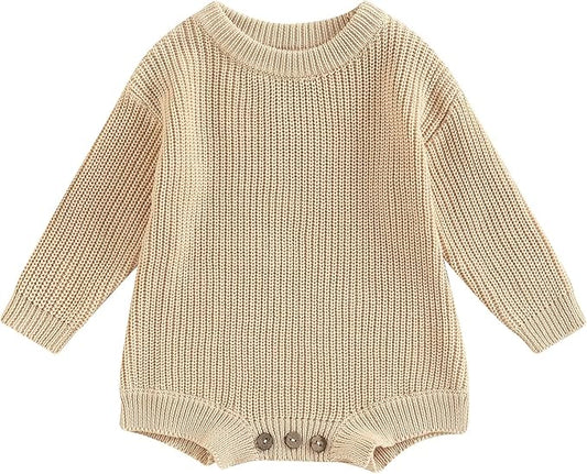 FYBITBO Baby Girl Boy Sweater Knit Oversized Pullover Sweatshirt Romper Onesie Warm Fall Winter Clothes Outfit Newborn
