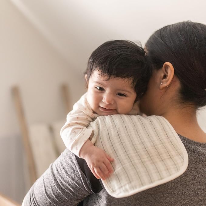 Crane Baby Organic Muslin Baby Burp Cloths, 3-Pack, 100% GOTS Organic Cotton, Absorbent, Lightweight, Machine Washable, Bunny