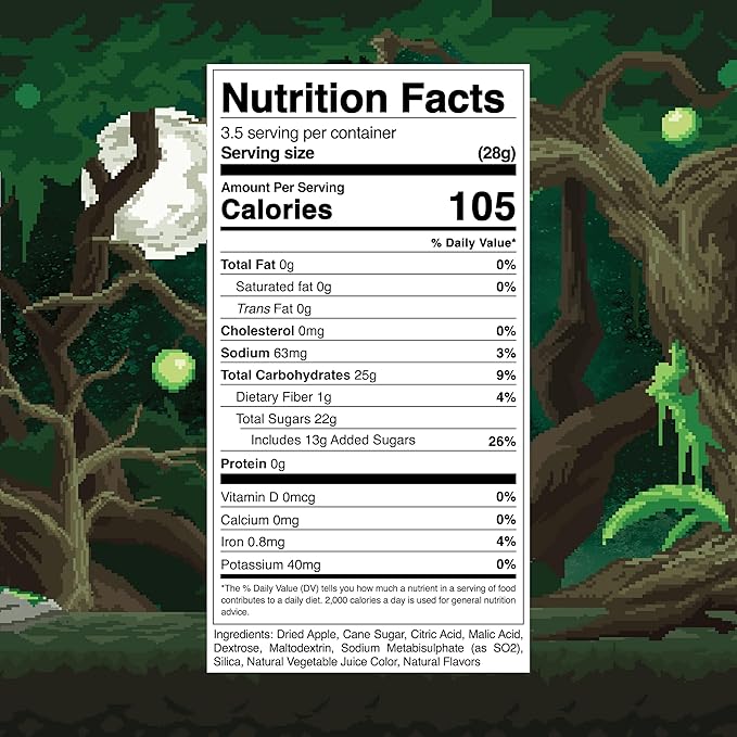 Final Boss Sour Candy, Green Apple, 1 Pack, Level 4, Extreme Sour Fruit Chews with Real Dried Fruit, No Artificial Colors or Flavors, Low Calorie Snack for Kids, Teens, Adults, Lunch Boxes & On The Go