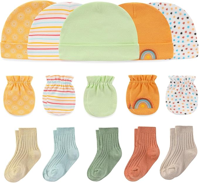 Baby Hats Mittens and Socks Set Cotton Newborn Hat Beanie Soft Infant Girls Boys Caps Gloves 0-6 month