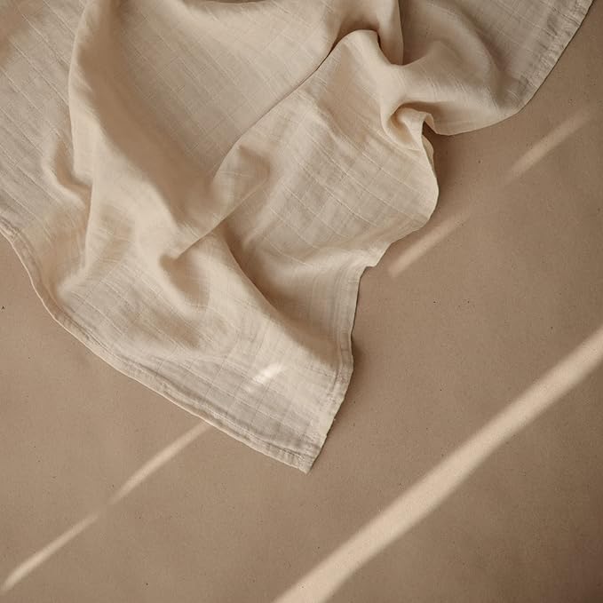 mushie Muslin Baby Cloths | 100% Organic Cotton | 23.5" x 23.5" (Fog) 3-Pack