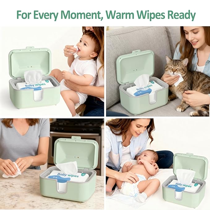 Chefhandy Baby Wipe Warmer, Wipe Warmer and Baby Wet Wipes Dispenser with UV Light Sanitizer,Baby Wipes Warmer for Babies,3 Heat Modes,Night Light,Heating Silence,Large Capacity Wipes Warmer (Green)