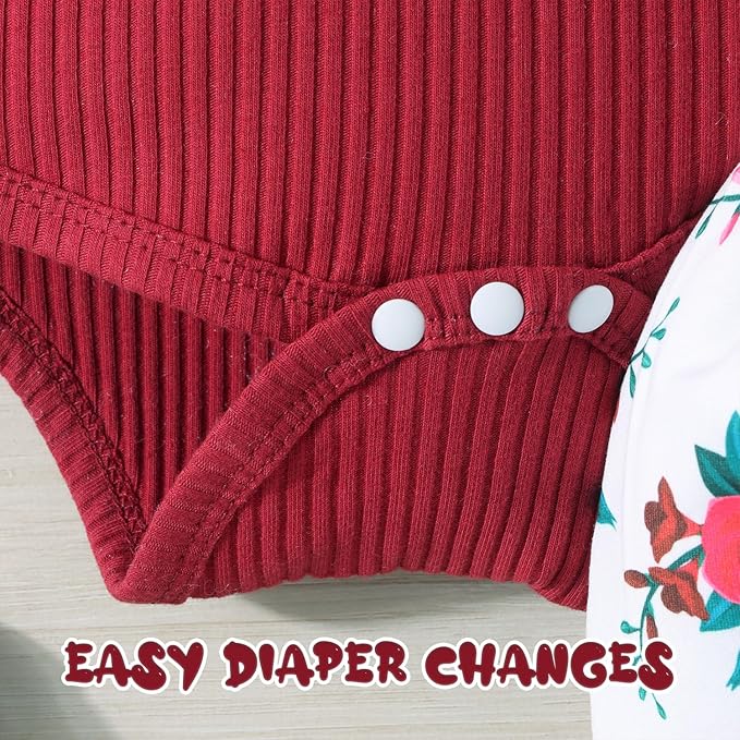 GDTOGRT Baby Girl Clothes Newborn Infant Outfits Ruffle Romper+ Floral Pants + Cute Headband Sets for Girls