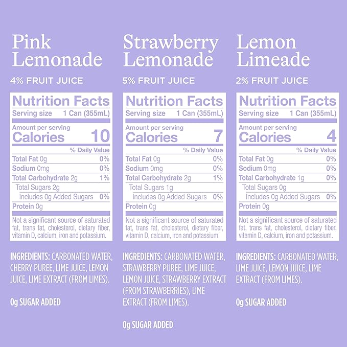 Spindrift Lemonade 3 Flavor Variety 20 Pack,12 Fl Oz (Pack of 20)