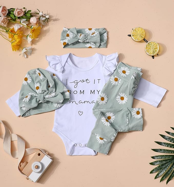 Infant Newborn Baby Girl Clothes Baby Girl Outfits For All Seasons Long Sleeve Snap Romper Pant Sets With Headband