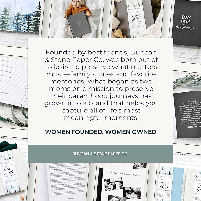 DUNCAN & STONE PAPER CO. Baby Memory Book - Childhood Memory Book For Milestones - Mom and Me Journal w/Prompts, Photos & More - Newborn Keepsake Gifts (Blue,230 Pages)