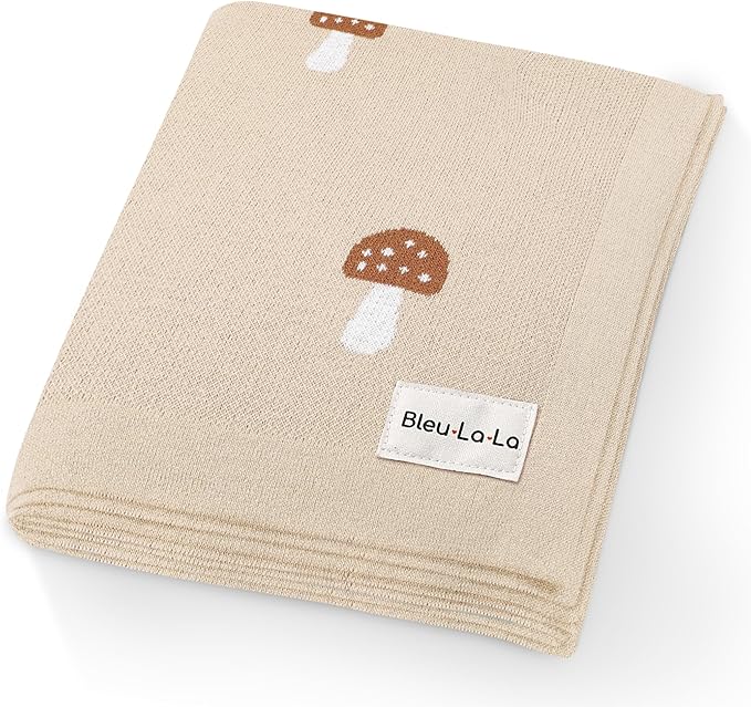Unisex Baby Swaddle Blanket 100% Cotton Buttery Soft Cozy Receiving Swaddle Stroller Blanket for Shower Gift Registry for Newborns, Infants, Toddlers (Mushroom - Cream)