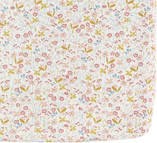 Pehr Crib Sheet, Floret | Breathable Brushed Organic Cotton for Soft Sleep | Snug Fit | Reusable Fabric Bag Packaging | Standard Crib Mattresses up to 52”L x 28”W x 8”H