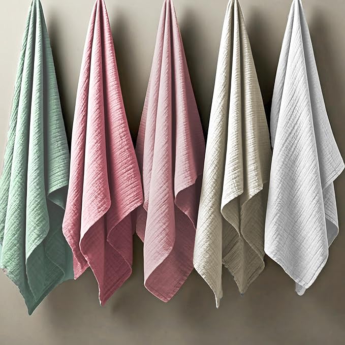 HonestBaby Multipack Woven Burp Cloths Soft Absorbent Multi-layered 100% Organic Cotton Infant Baby Boys, Girls, Unisex, Strawberry Cream, One Size