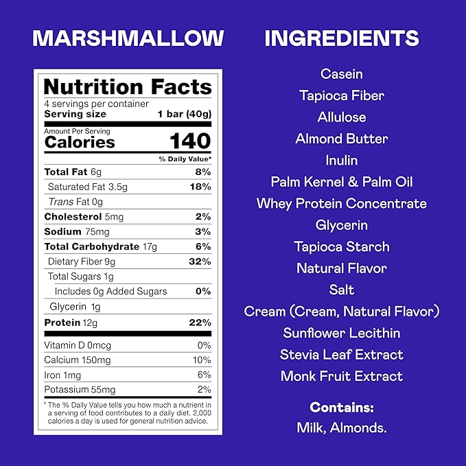 MAGIC SPOON Treats - High Protein, Low Carb, Keto Friendly, Low Sugar, Gluten Free, Crispy Protein Bar Cereal Bar, On-The-Go Healthy Snack (Marshmallow, 8 Bars)