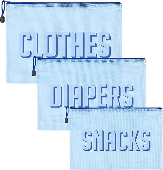 3pcs Hospital Bag Organizing Pouches for Labor and Delivery, Maternity Essentials Diaper Bag Organizer for Mom Travel - Blue,Medium