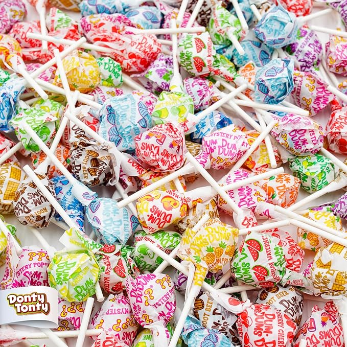 DUM DUMS Original Mix Lollipops 2 lb – Bulk Bag, Suckers Hard Candy, Gluten Free Candies, Assorted Flavors, Individually Wrapped Pops (124 Pieces)