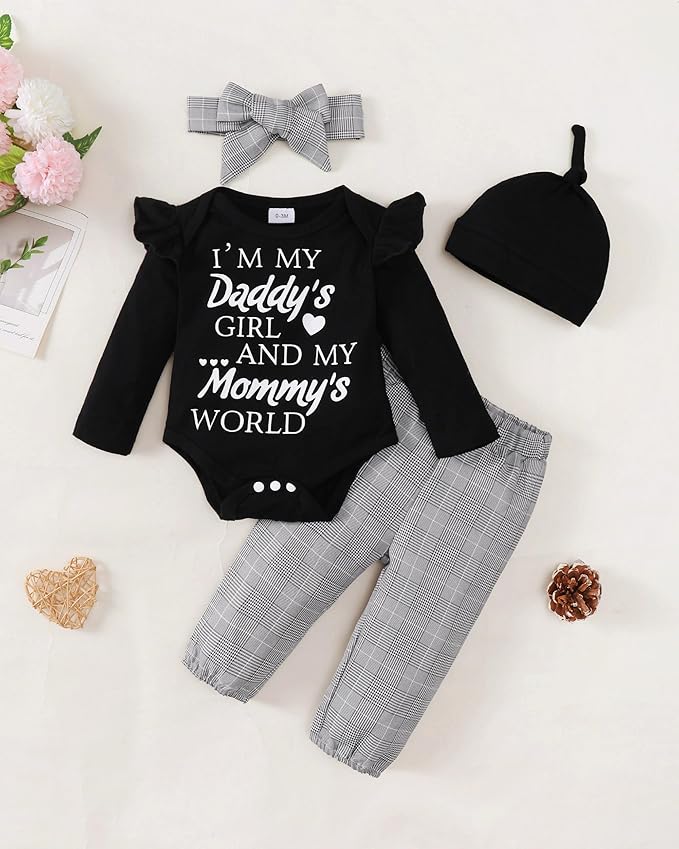 Renotemy Newborn Baby Girl Clothes Outfits Infant Romper Ruffle Floral Pants Cute Toddler Baby Girl Clothes Set
