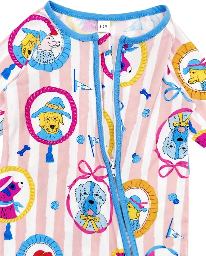 Bow Dream Bamboo Rayon Baby Boy Romper Footed Long Sleeve Footies Newborn Girl Clothes Footless with Zipper and Mitten Cuffs