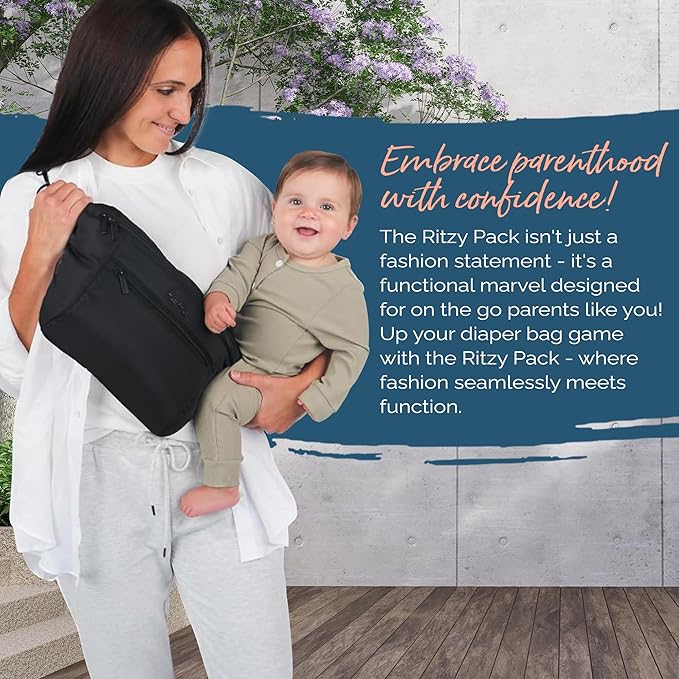 Itzy Ritzy Adjustable Strap-Wear as a Crossbody, Belt Shoulder Bag, Black, Small