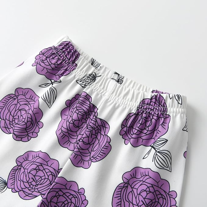 3PCS Baby Girl Clothes Ruffle Floral Shirt Tops Pants Headband Outfit Sets