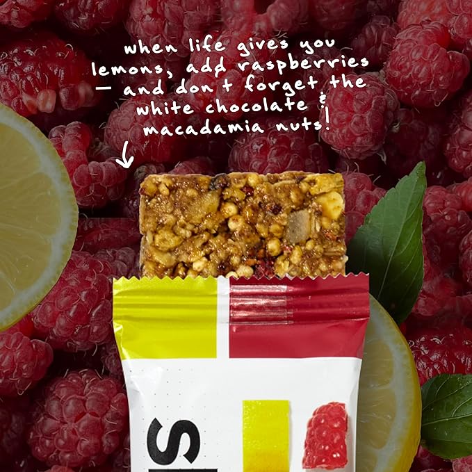 SKRATCH LABS Energy Bar | Raspberry + Lemon (12 pack) | Plant Based Healthy Snack | Low Sugar - 4g Protein | non-gmo, gluten free, soy free, vegan, kosher