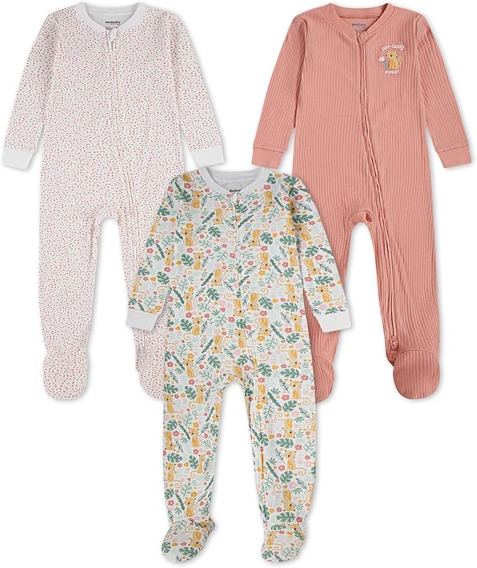 HUGGIES unisex-baby 3-pack Footed Coverall Pajamas