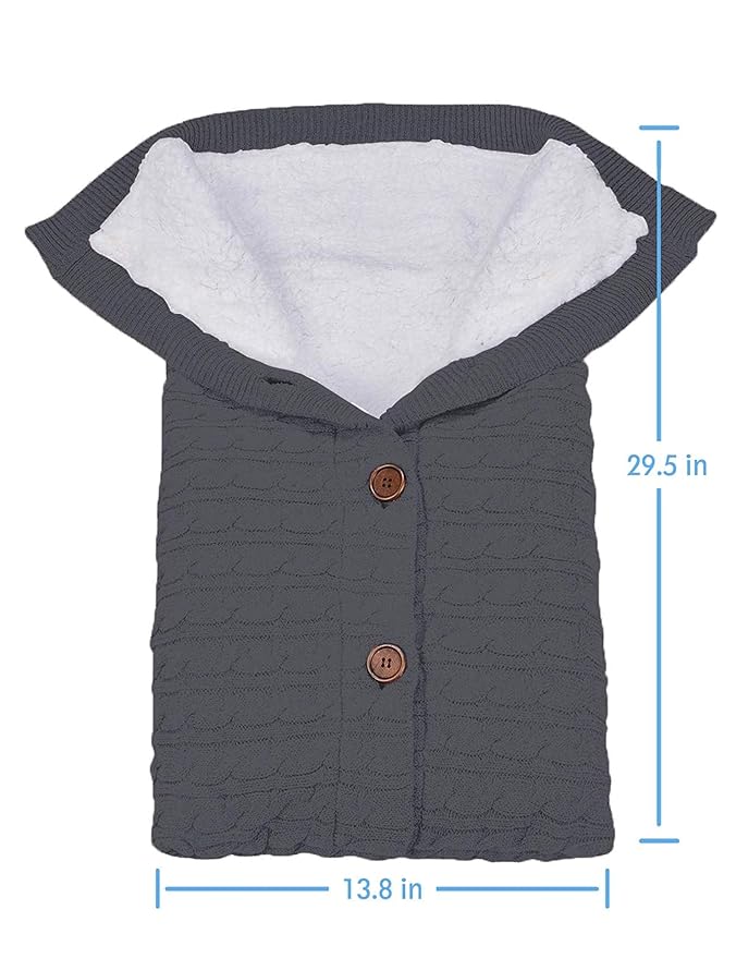 XMWEALTHY Unisex Infant Swaddle Blankets Soft Thick Fleece Knit Baby Girls Boys Stroller Wraps (Dark Grey)