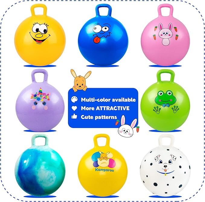 EVERICH TOY Hopper Ball, Bouncing Ball with Handle, 20 Inches Jumping Hoppity Hop Toys, Sit and Bounce on Toys for Boys and Girls Gifts