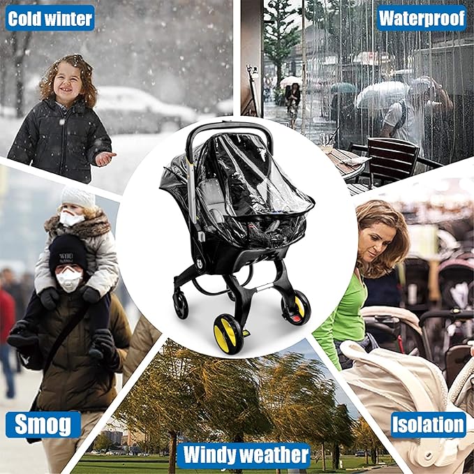 Car Seat Rain Cover,Food Grade EVA,Universal Baby Stroller Accessory for Infant Car Seat Stroller,Waterproof, Windproof Protection,Protect from Dust Snow