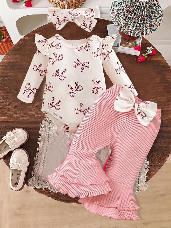 Baby Girl Clothes Newborn Infant Outfits Cute Summer Clothes Spring Romper Set+Hat+Headband