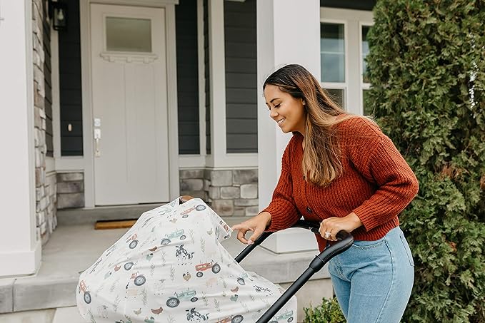 Jo Copper Pearl Multi-Use Cover: Car Seat, Nursing & Stroller Cover - Stretchy Fabric, All-Season, Stylish Designs, Easy Mom Access