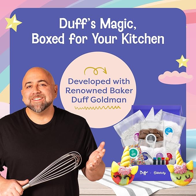 Baketivity x Duff Goldman Unicorn Cookies - Kids Baking Kit - Cooking Kits with Premeasured Ingredients, Decorating Supplies, STEM Activities - Kids Baking Sets for Girls, Boys Ages 6-12