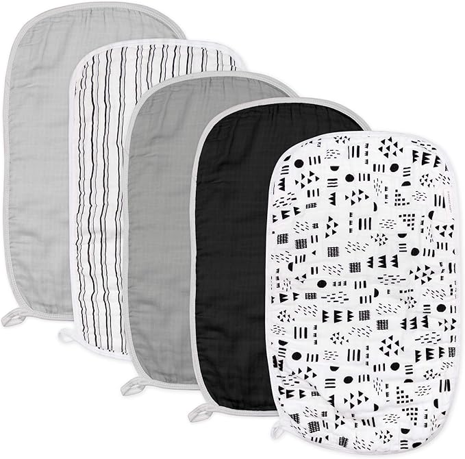 HonestBaby Baby Organic Cotton Multi-layer Burp Cloths Multipack, Pattern Play, One Size US