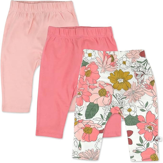 HonestBaby Unisex-Baby Multipack Harem Pants Roomy Fit Pull on Bottoms 100% Organic Cotton for Baby Boys, Girls