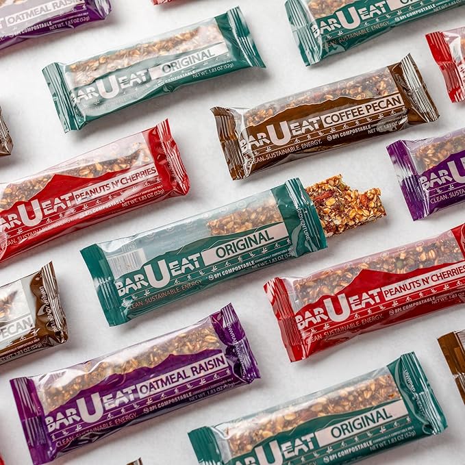 BAR-U-EAT Gluten-Free, Organic, Soft & Chewy Energy Bar. Real Food | Seed Oil Free | No Artificial Sugar | Compostable Packaging | Healthy Snacks (Variety 12 Pack)