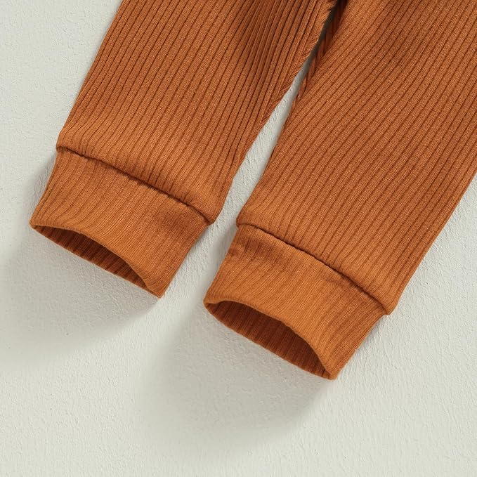 Newborn Baby Boy Girl Clothes Ribbed Knitted Long Sleeve Romper Pants Solid Cotton Infant Fall Winter Outfits 2Pcs