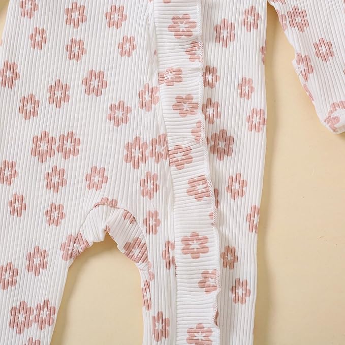 Cute Floral Floral Print Long Sleeve Infant Newborn Baby Girl Clothes Baby Girl Jumpsuit