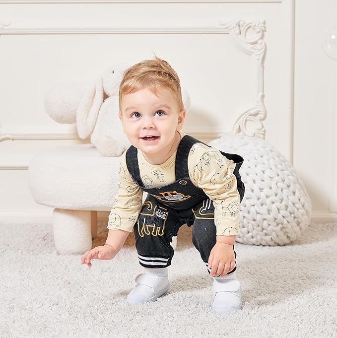 Cute Baby Boy Clothes Suit Toddler Boys' Striped long Sleeve T-Shirt+Denim Overalls Jumpsuit Pants Outfits Sets